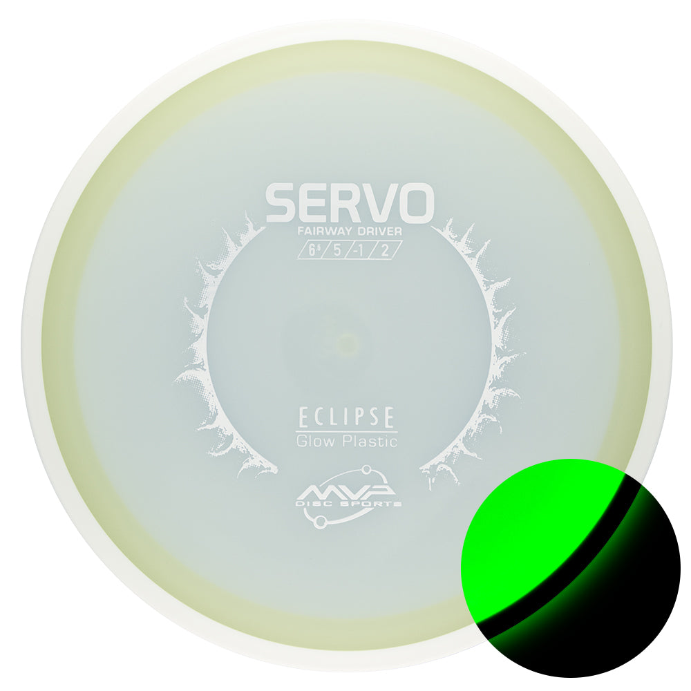 Disc golf disc with 'Servo' and 'MVP Disc Sports' branding on a white background