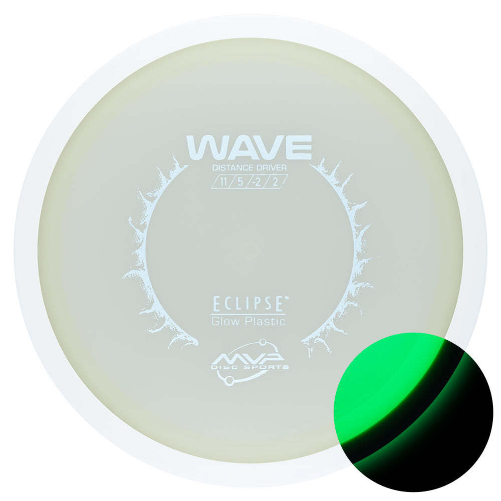 Glowing disc with 'Wave' and 'Eclipse' text on a white background