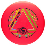 Red disc with colorful geometric design and 'Streamline Discs' branding on a white background