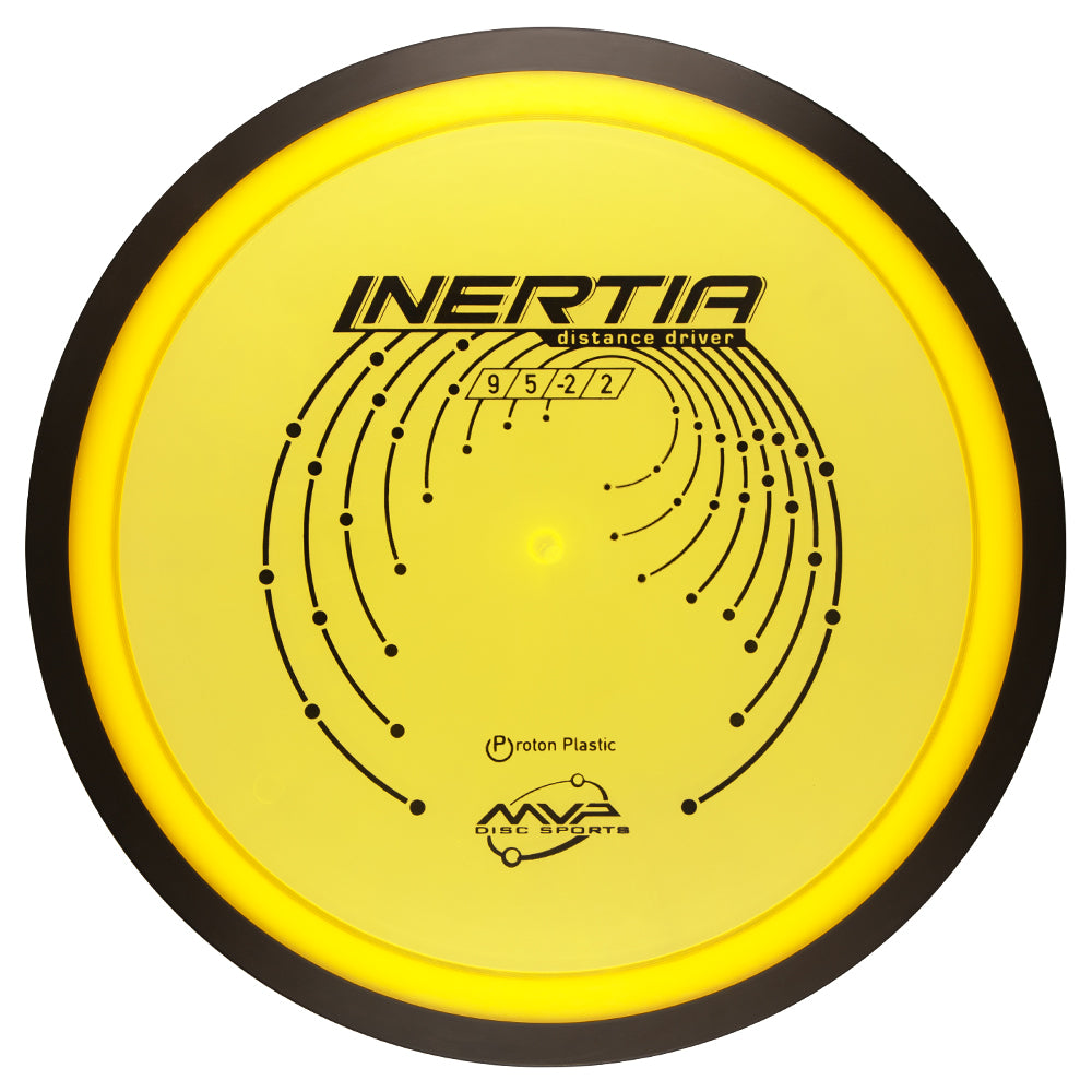 Yellow disc with black text and design on a white background