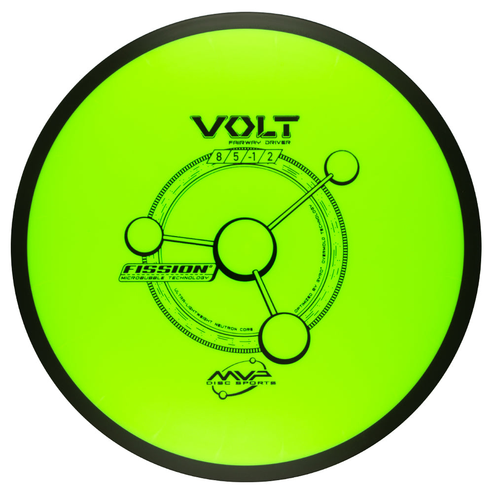 Green Volt disc golf disc with MVP Discs branding on a white background
