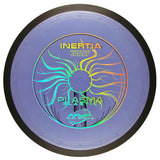 Disc golf disc with 'Inertia' and 'MVP Disc Sports' branding on a white background