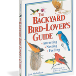 Book titled 'The Backyard Bird-Lover's Guide' with bird illustrations on a white background