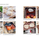 Step-by-step guide to baking naan with images of the process.