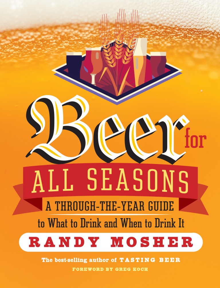 Book cover of 'Beer for All Seasons' by Randy Mosher with a stylized depiction of beer and text.