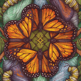 Colorful butterfly design puzzle with intricate patterns on a green background