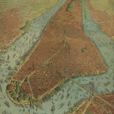 Vintage map of The City of New York with historical illustrations and topography.