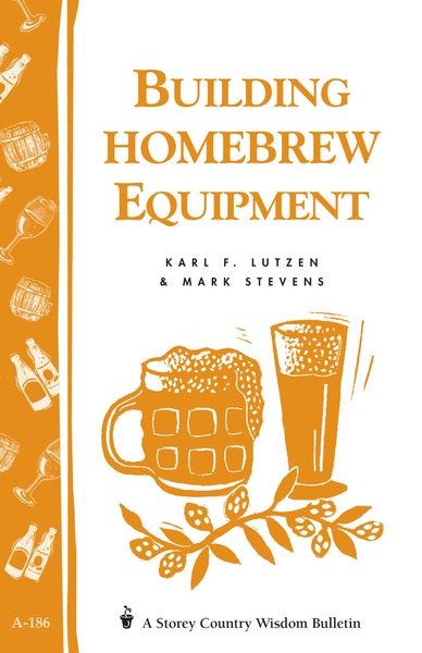 Book cover of 'Building Homebrew Equipment' with illustrations of brewing equipment and a mug of beer.