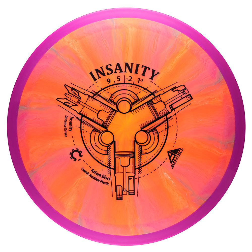 Disc with 'Insanity' branding and design on a white background