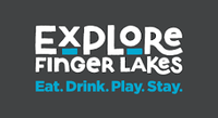 Promotional graphic for 'Explore Finger Lakes' with text on a dark background