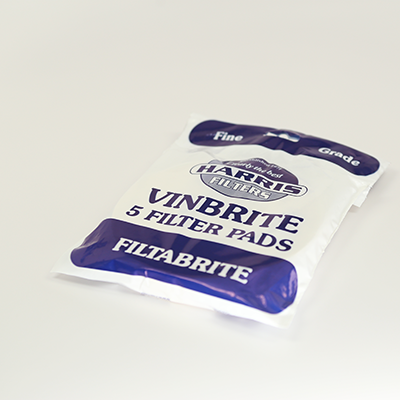 Pack of Harris Vinbrite filter pads on a white background