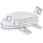 Toy airplane with black outlines on a white background