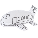 Toy airplane with black outlines on a white background