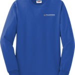 Blue long sleeve Fulkerson Winery and Farm logo tee shirt