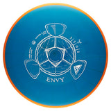 Blue disc with white graphics and text on a white background