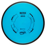 Blue disc golf driver with 'Matrix' branding on a white background