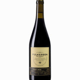 Wine bottle with Fulkerson label on a white background