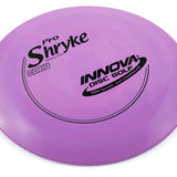 Purple disc golf disc with 'Pro Shryke' and 'Innova Disc Golf' branding on a white background