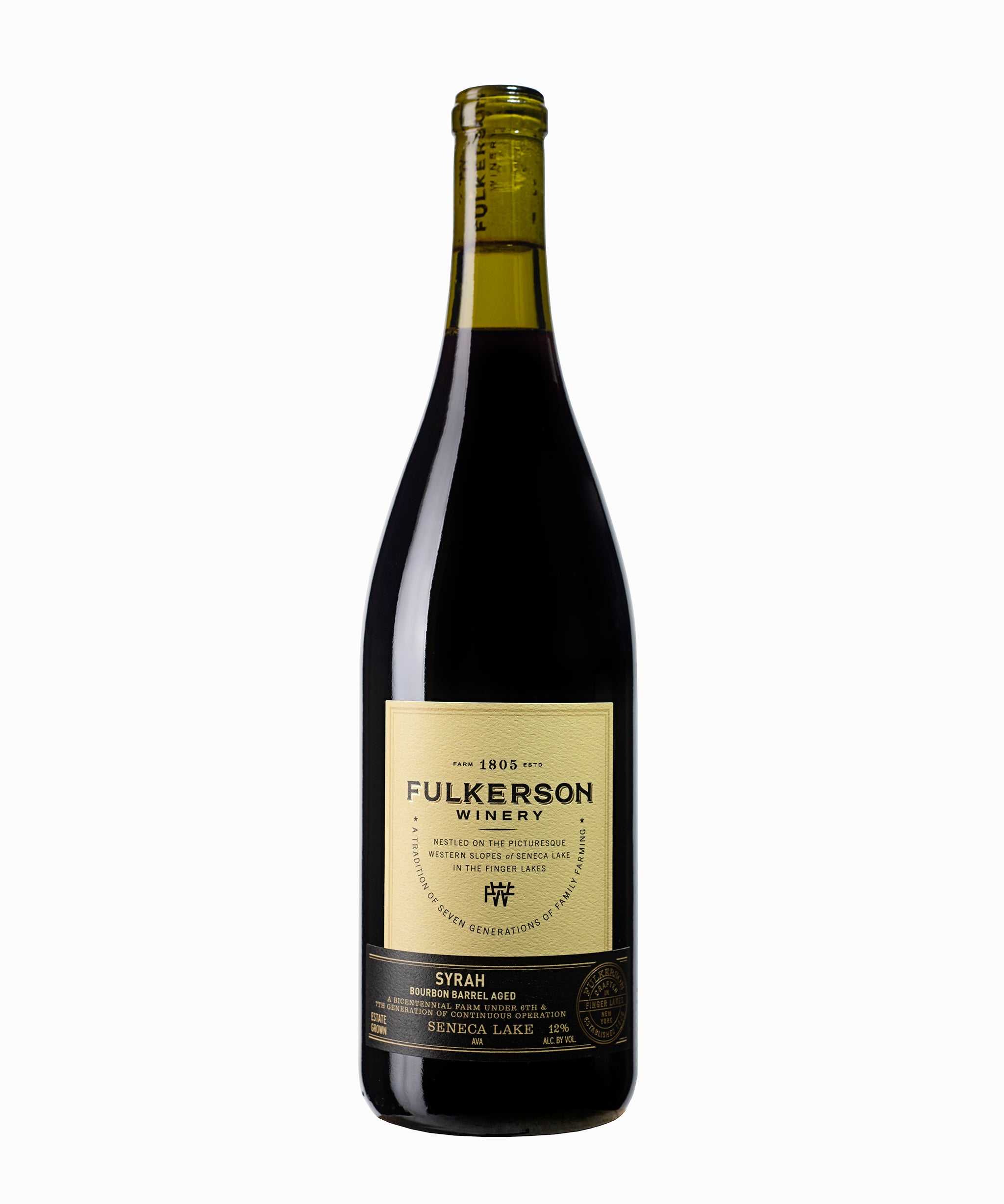 Fulkerson Winery wine bottle on a white background