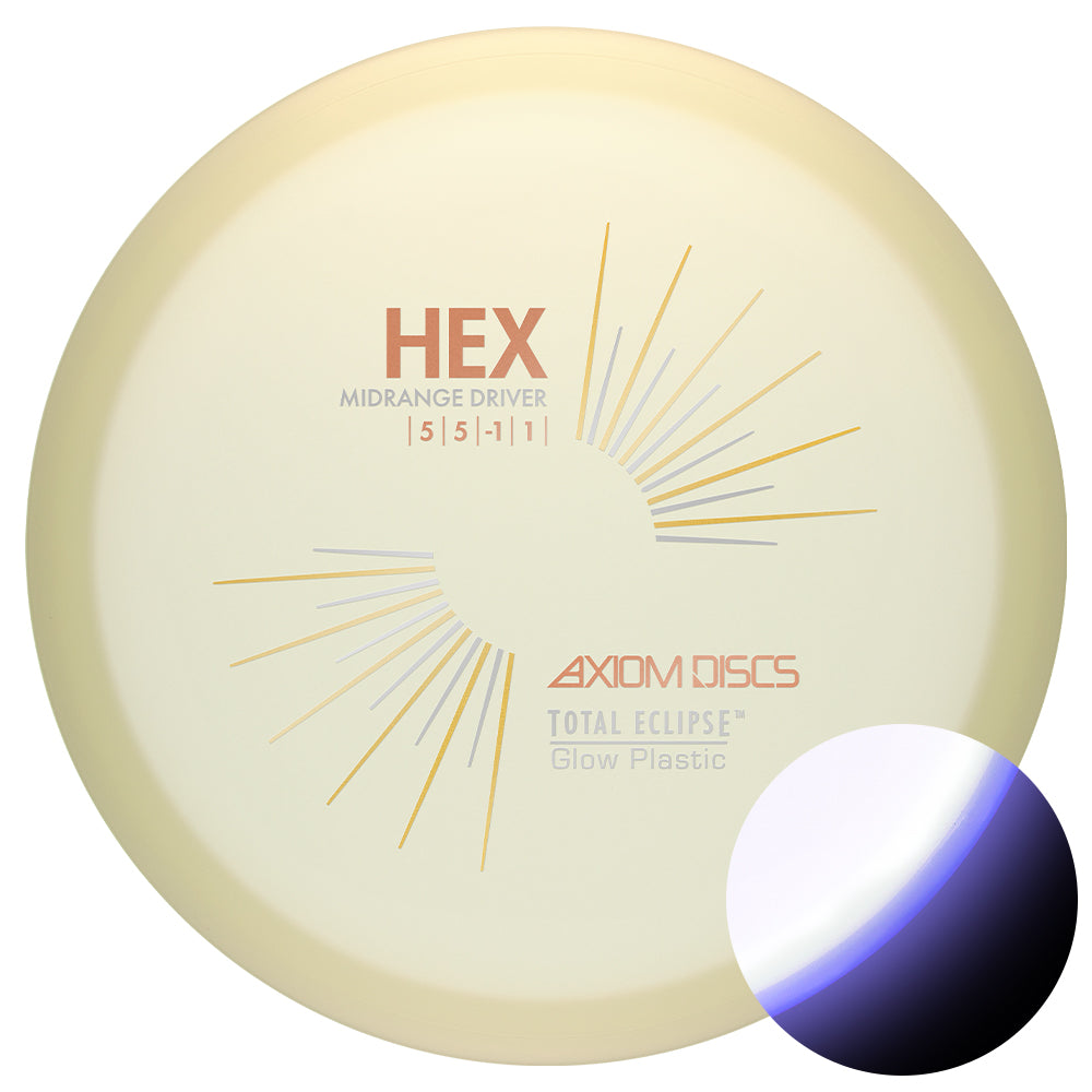Hex disc golf disc with Axiom Discs branding on a white background