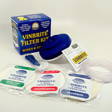 Vinbrite filter kit with packaging and components on a white background