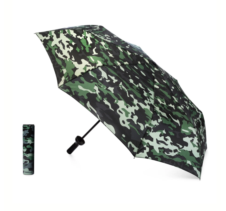 Camouflage-patterned umbrella on a white background