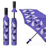 Purple umbrella with cat pattern on a white background