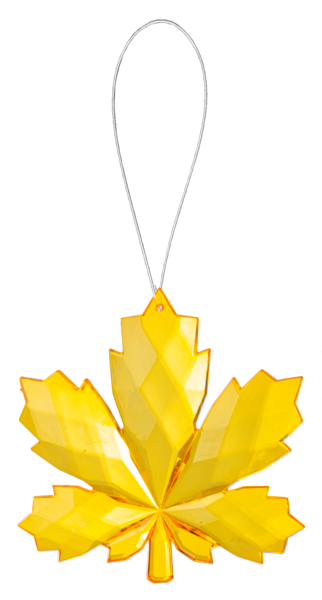 Yellow leaf-shaped ornament on a white background
