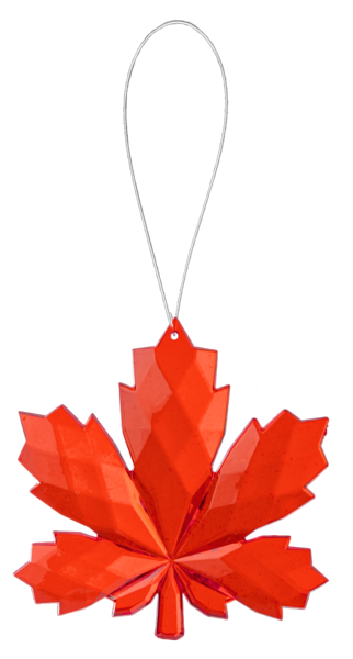 Red paper maple leaf ornament on a white background