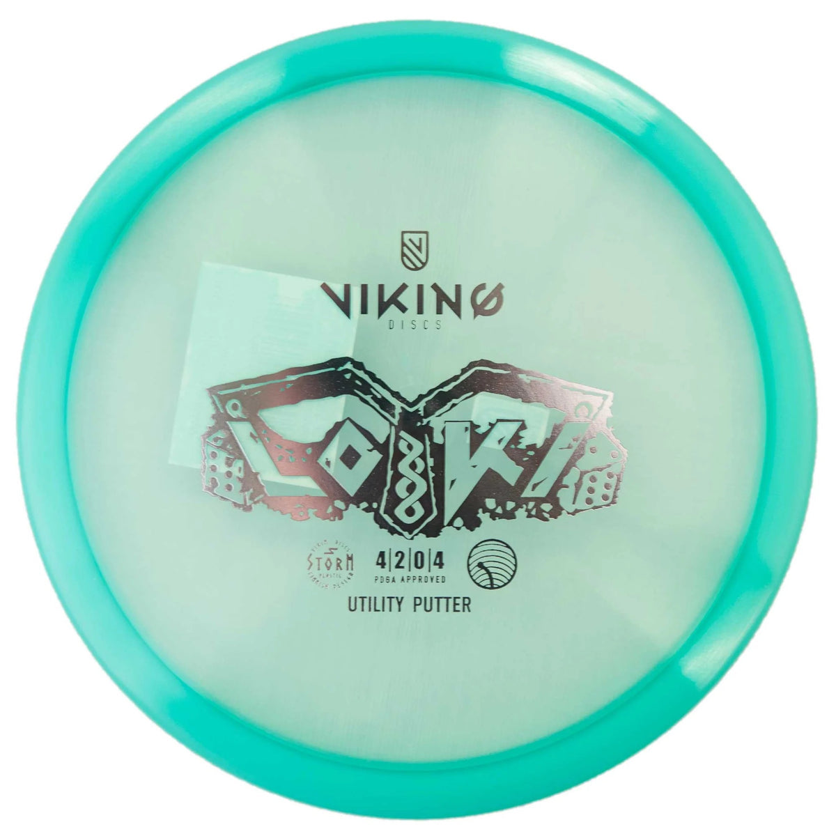 Disc golf putter with 'Vikino' branding on a white background