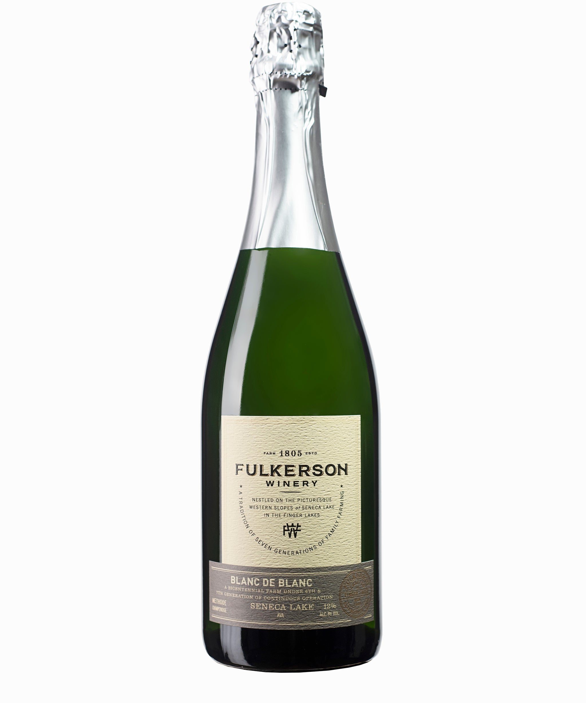 Bottle of Fulkerson Wines on a white background