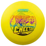 Yellow disc with a cheetah design and 'Cheetah' branding on a transparent background