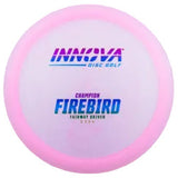 Pink disc golf disc with Innova logo on a transparent background