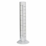 Clear cylindrical measuring device with measurement markings on a white background