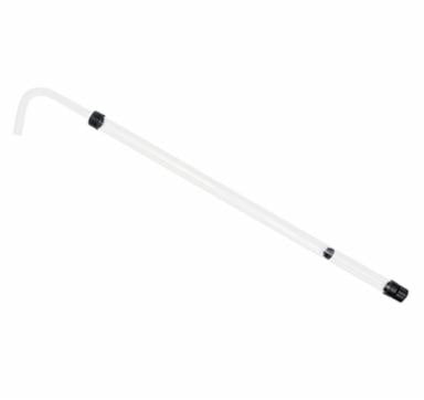 Curved siphon tubing and racking cane on a white background