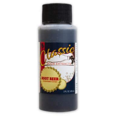 Bottle of root beer extract with a black cap on a white background