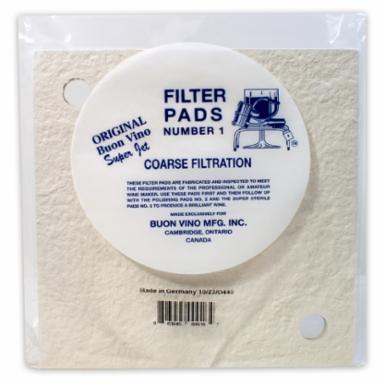 Filter pads with a label on a white background