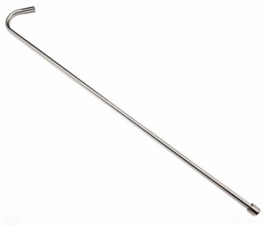 Metal racking cane with a round head on a white background