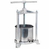 Metallic cider press on a white background
