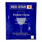 Blue package of Red Star Premier Cuvee yeast on a white background