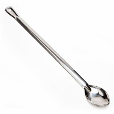 Stainless steel spoon on a white background