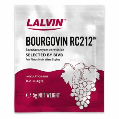 Lalvin Bourgovin RC212 wine yeast package on a white background
