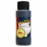 Bottle of cola extract with a label on a white background