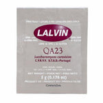 Lalvin QA23 wine yeast package on a white background