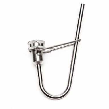 Metallic U-shaped bottle washer on a white background