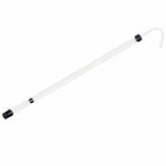 Clear plastic siphon cane on a white background