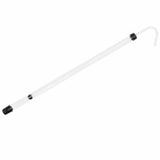 Clear plastic siphon cane on a white background