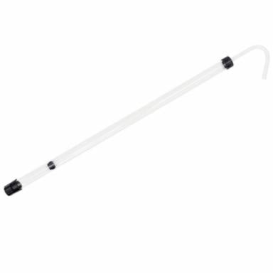 Clear plastic siphon cane on a white background