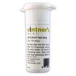 Vintner's Best pH test strip container on a white background