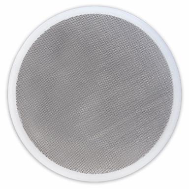Round plastic screen for a funnel on a white background
